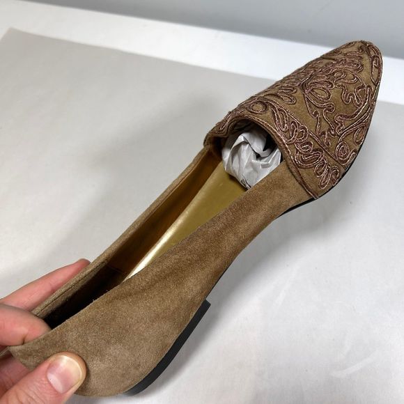 Mootsies Tootsies Suede‎ Almond Toe Flat Shoes Womens 8 Tan - Picture 7 of 10